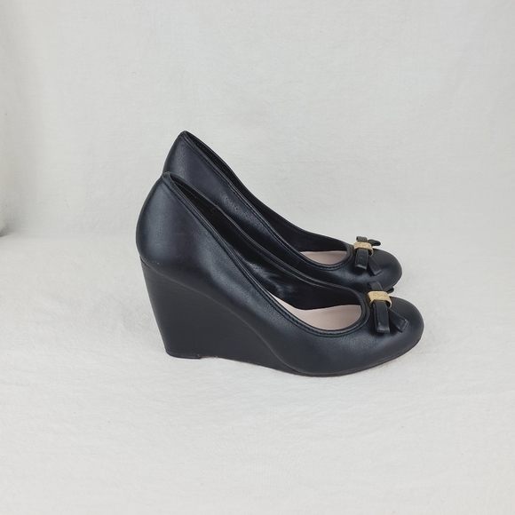 Vince Camuto Morela black leather wedge shoes Size 7B - Picture 4 of 13